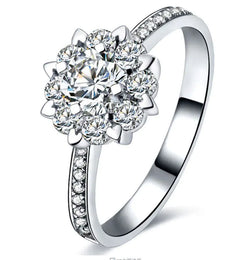 18K Gold Diamond Engagement Ring with Zirconia