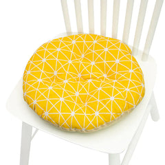 Round Chair Cushion for Bay Window - Printed Polyester Linen