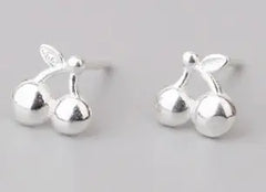 925 Silver Cherry Stud Earrings - Simple Fresh Style