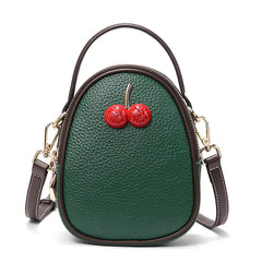 Cherry Student Shoulder Bag - Top Layer Cowhide