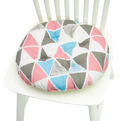Round Chair Cushion for Bay Window - Printed Polyester Linen