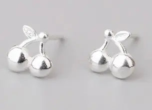 925 Silver Cherry Stud Earrings - Simple Fresh Style