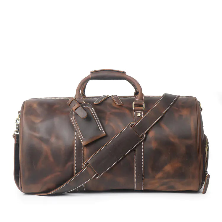 Retro Crazy Horse Leather Travel Fitness Bag