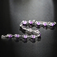 Sterling Silver Purple Diamond Bracelet