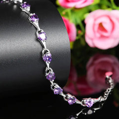 Sterling Silver Purple Diamond Bracelet