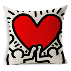 Keith Haring Modern Creative Nordic Cotton Pillow Cover