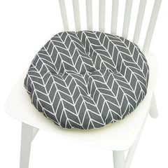 Round Chair Cushion for Bay Window - Printed Polyester Linen