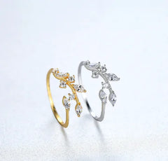 Elegant Floral Zircon Adjustable Ring