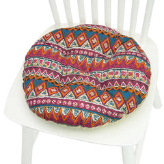 Round Chair Cushion for Bay Window - Printed Polyester Linen