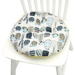 Round Chair Cushion for Bay Window - Printed Polyester Linen