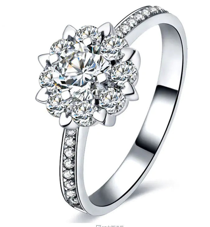 18K Gold Diamond Engagement Ring with Zirconia