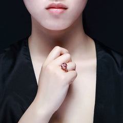 Natural Pink Tourmaline-Inspired Ring with Zirconia