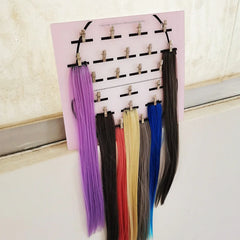 Acrylic Hair Extension Stand with Clips and Dispenser