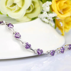 Sterling Silver Purple Diamond Bracelet