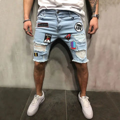Graffiti Denim Shorts (Five-Point Style)