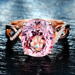 Natural Pink Tourmaline-Inspired Ring with Zirconia