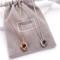 Elegant S925 Silver Dual Ring Necklace