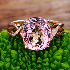 Natural Pink Tourmaline-Inspired Ring with Zirconia