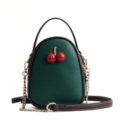 Cherry Student Shoulder Bag - Top Layer Cowhide