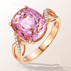 Natural Pink Tourmaline-Inspired Ring with Zirconia