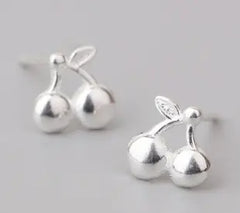 925 Silver Cherry Stud Earrings - Simple Fresh Style