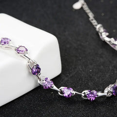 Sterling Silver Purple Diamond Bracelet