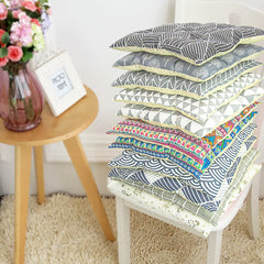 Round Chair Cushion for Bay Window - Printed Polyester Linen